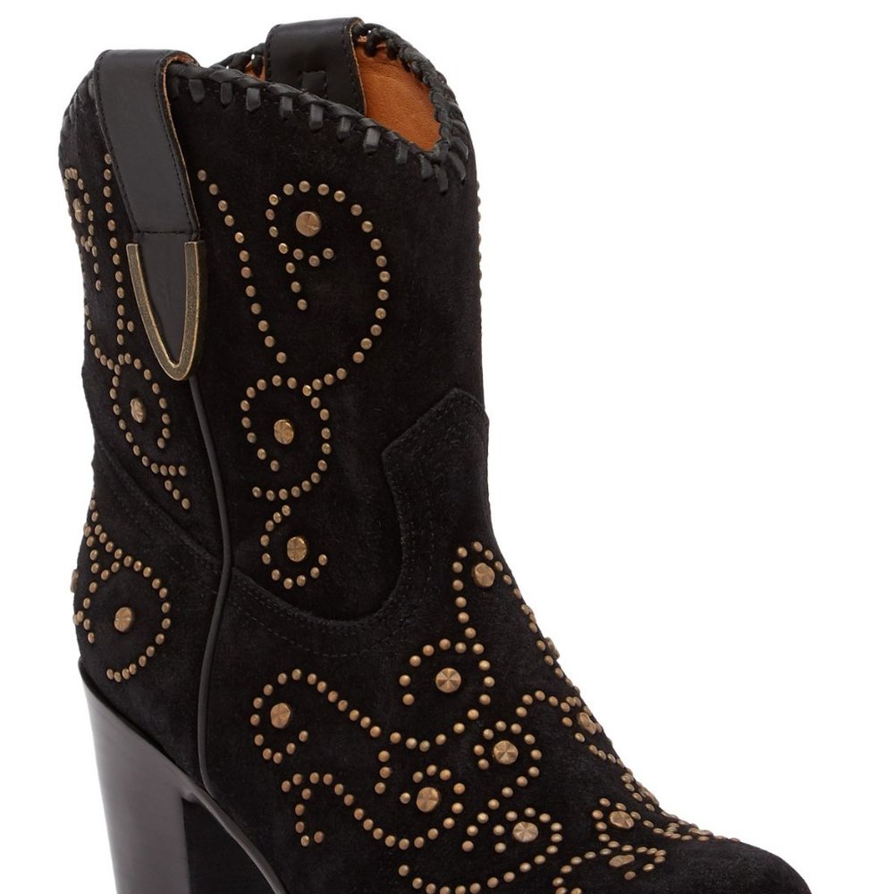 Frye VICTORIA Luxe Studs Italian Suede Leather Boots NEW Black Women's 9.5 ๐HP - Picture 10 of 13